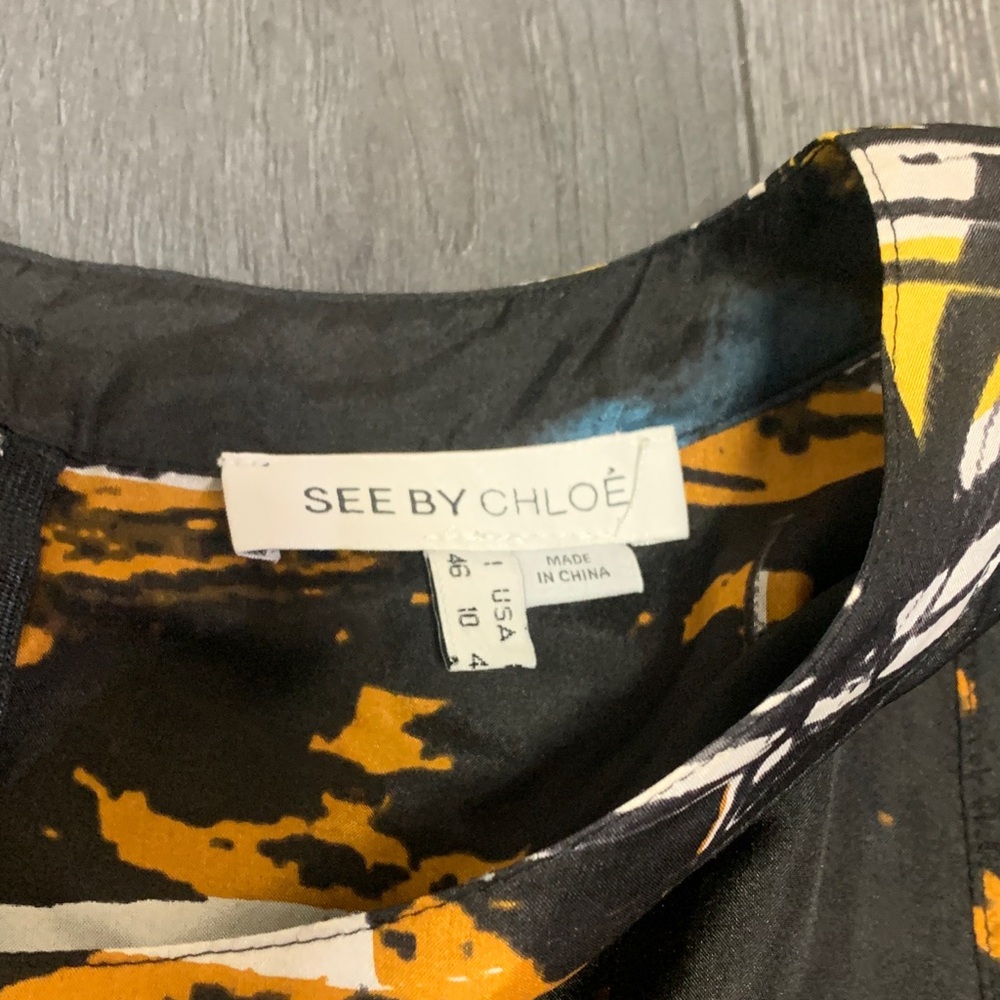 See By Chloe Black and Orange Patterned Top - Picture 2 of 12